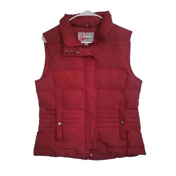 Izod Women's Red Poly Goosedown Filled Puffer Vest - Picture 1 of 13